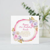 ピンクと紫の花エレガントの誕生日 カード (スタンド正面)
