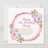 ピンクと紫の花エレガントの誕生日 カード (正面)