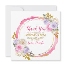 ピンクと紫の花エレガントの誕生日