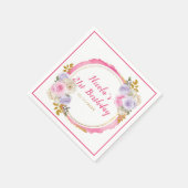 ピンクと紫の花エレガントの誕生日 スタンダードカクテルナプキン (角)