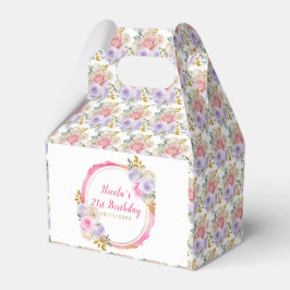 ピンクと紫の花エレガントの誕生日 フェイバーボックス