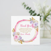ピンクと紫の花エレガントのSweet sixteen サンキューカード (スタンド正面)