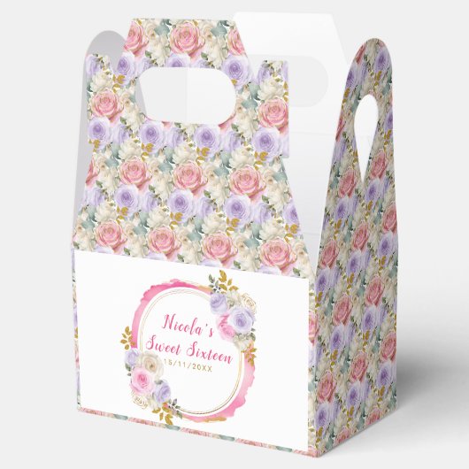 ピンクと紫の花エレガントのSweet sixteen フェイバーボックス (オープン)