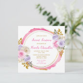 ピンクと紫の花エレガントのSweet sixteen 招待状 (スタンド正面)