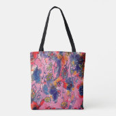 ピンクと紫の花ガーデンオリジナル水彩 トートバッグ (裏面)