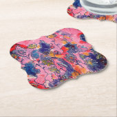 ピンクと紫の花ガーデンオリジナル水彩 ペーパーコースター (アングル)