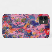 ピンクと紫の花ガーデンオリジナル水彩 Case-Mate iPhoneケース (裏面(横))