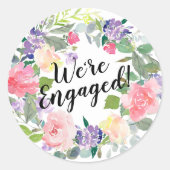 ピンクと紫の花我々は水婚約した色である ラウンドシール (正面)