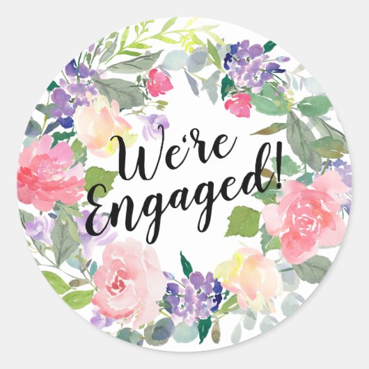 ピンクと紫の花我々は水婚約した色である ラウンドシール (正面)