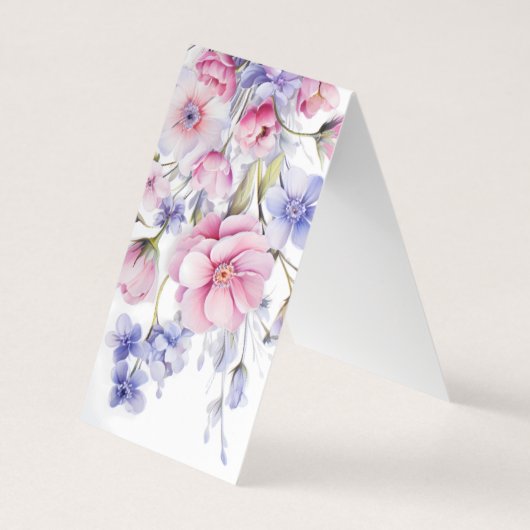 ピンクと紫の花折りブックマークブックマーカー 名刺 (裏面)