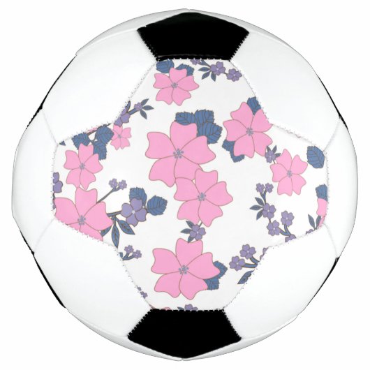 ピンクと紫の花柄 サッカーボール (正面)