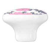 ピンクと紫の花柄 セラミックノブ (側面)
