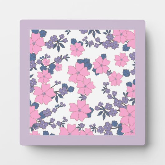 ピンクと紫の花柄 フォトプラーク (正面)