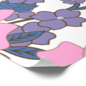 ピンクと紫の花柄 ポスター (角)