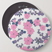 ピンクと紫の花柄 缶バッジ (正面&裏面)