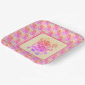 ピンクと紫の花紙プレート ペーパープレート (傾斜あり)