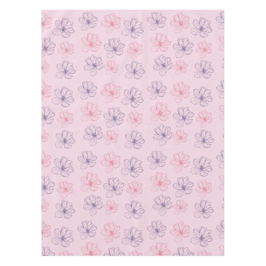 ピンクと紫の花 テーブルクロス (正面)