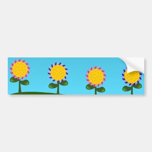 ピンクと紫の花 バンパーステッカー (正面)