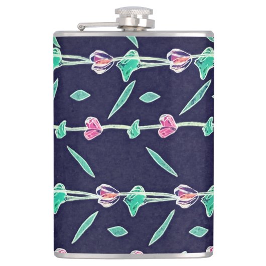 ピンクと紫の花 フラスク (正面)