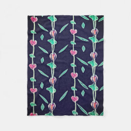 ピンクと紫の花 フリースブランケット