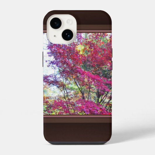 ピンクと紫の葉 iPhoneケース (裏面)