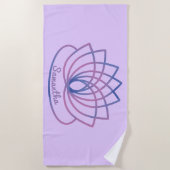 ピンクと紫の蓮の花 ビーチタオル (正面)