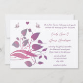 ピンクと紫の蘭のフローラ結婚式 招待状 (正面)