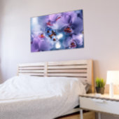 ピンクと紫の蘭の花を訪れる蝶 ポスター