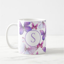 ピンクと紫の蝶のモノグラカスタムム