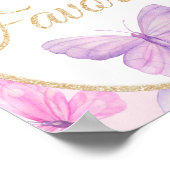 ピンクと紫の蝶の赤ちゃんシャワーの好意 ポスター (角)