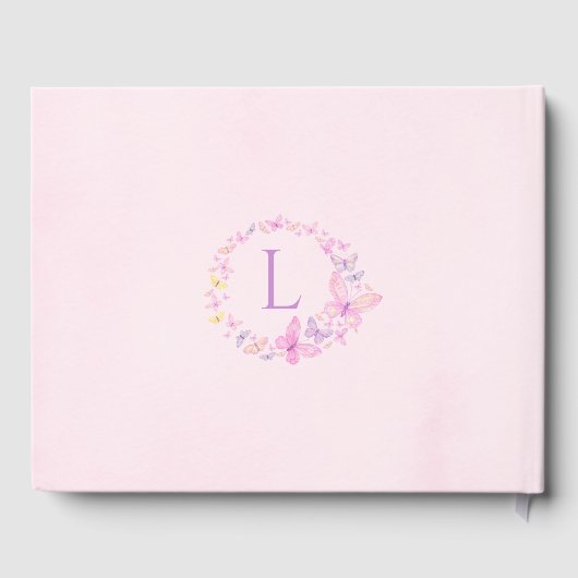ピンクと紫の蝶の赤ちゃんシャワーゲストブック ゲストブック (裏面)