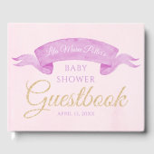 ピンクと紫の蝶の赤ちゃんシャワーゲストブック ゲストブック (正面)