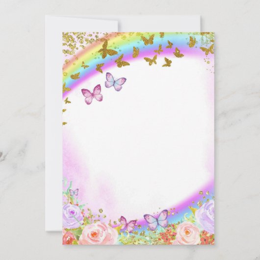 ピンクと紫の蝶の赤ちゃんシャワー招待状 招待状 (裏面)