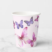 ピンクと紫の蝶の赤ちゃんシャワー 紙コップ (裏面)