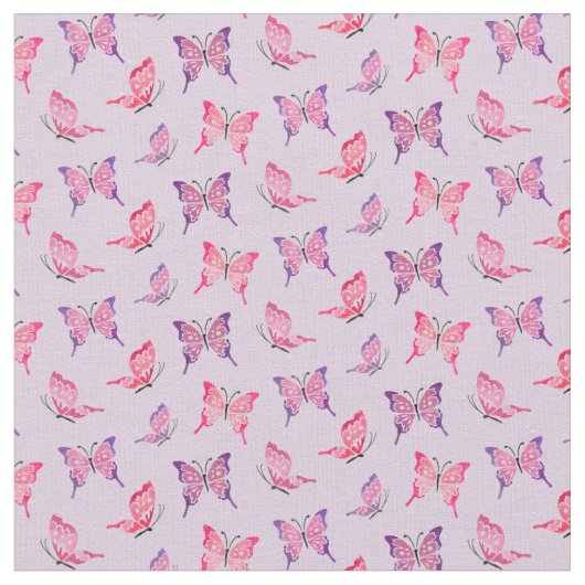 ピンクと紫の蝶 ファブリック (クローズアップ)