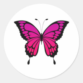 ピンクと紫の蝶 ラウンドシール