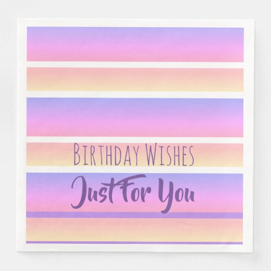 ピンクと紫の誕生日ウィッシュ紙ナプキンス (正面)