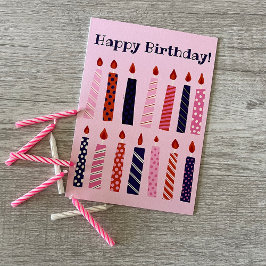 ピンクと紫の誕生日キャンドルパーソナライズされた カード