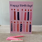 ピンクと紫の誕生日キャンドルパーソナライズされた カード