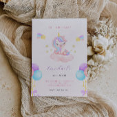 ピンクと紫の誕生日 招待状