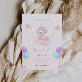 ピンクと紫の誕生日 招待状