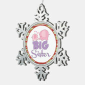 ピンクと紫の象の大きな姉妹クリスマス スノーフレークピューターオーナメント (右)