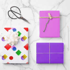 ピンクと紫の贈り物と明るい形と色 ラッピングペーパーシート