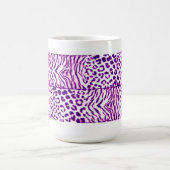 ピンクと紫の野生動物のパターン コーヒーマグカップ (中央)