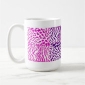 ピンクと紫の野生動物のパターン コーヒーマグカップ (左)
