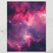 ピンクと紫の銀河系背景スクラップブック紙 (裏面)