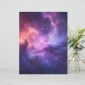 ピンクと紫の銀河系背景スクラップブック紙 (スタンド正面)