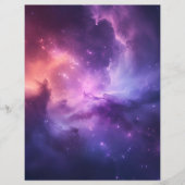 ピンクと紫の銀河系背景スクラップブック紙 (正面)