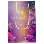 ピンクと紫の霧の多いフローラ ミディアムペーパーバッグ (裏面)