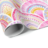 ピンクと紫の青海波オリエンタルパターン ラッピングペーパー (ロールコーナー)